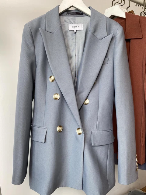 REISS JETT WOOL Blend Jacket Double Breasted Blue Women s Blazer
