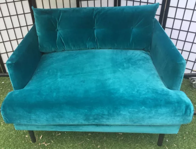 SWOON KALMAR 2 SEATER sofa love seat kingfisher blue velvet