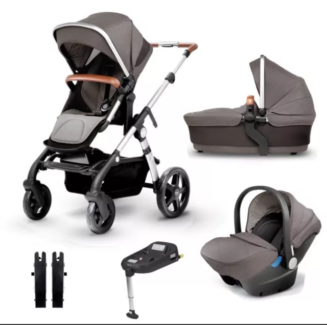 silver Cross Wave Pram ,Pushchair & Full BUNDLE in sable with Tan leather handle