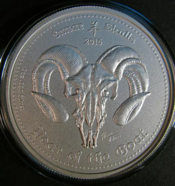 Ghana 2015 Lunar Skulls Year of the Goat - Memento Mori 1oz Silver BU Coin + COA