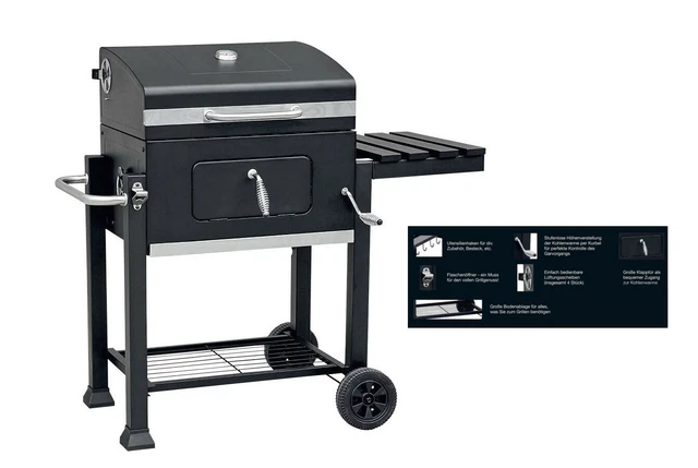 Luxus Grillwagen BBQ Barbecue Grill Gartengrill Holzkohlegrill Smoker Grillrost