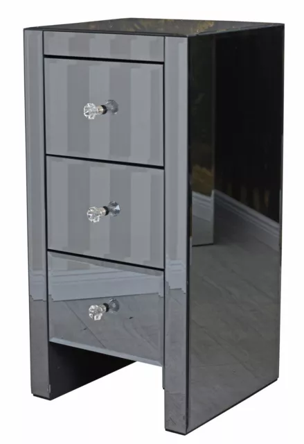 Armoire de Nuit Étamé Armoire Noir Commode Luxe Coffre Wäsche Tiroirs
