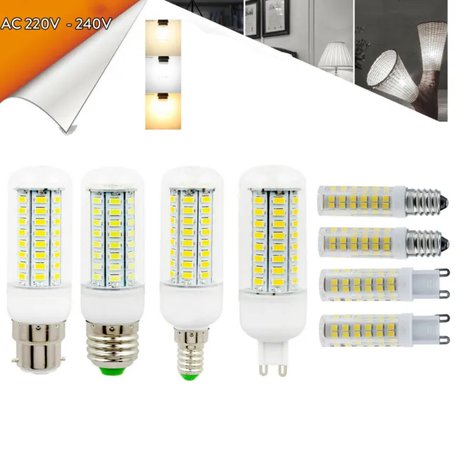 E14 E27 G9 LED Mais Glühbirne 5W 8W 10W 15W 5730 SMD Weiß Spot Lampe 220V 240V