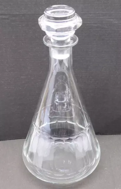 -ANCIENNE CARAFE en VERRE à pans coupés avec son Bouchon au N° déco TABLE  D