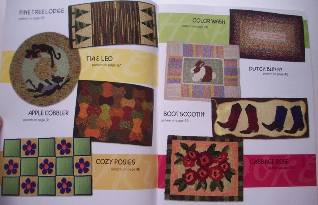 The Happy RUG Hooker 3 instrucciones patrones gatos perro flores costera azulejos