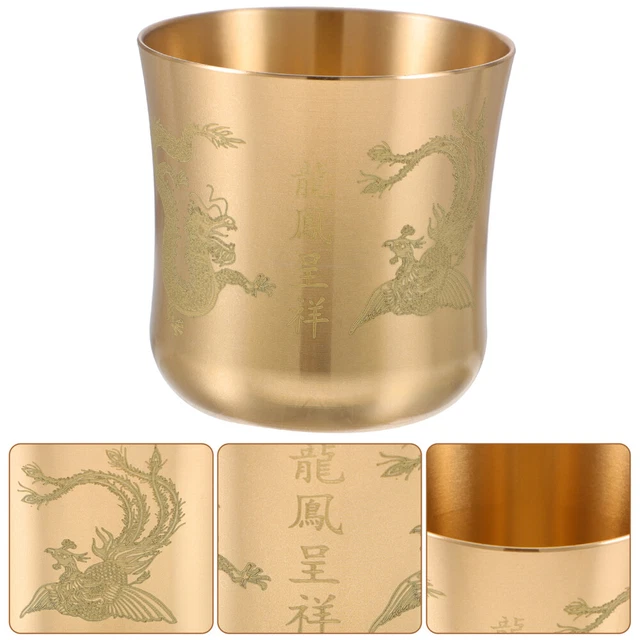 Tazza da tè vintage rame tazza da tè tazza da acqua multifunzionale offerta acqua Buddha
