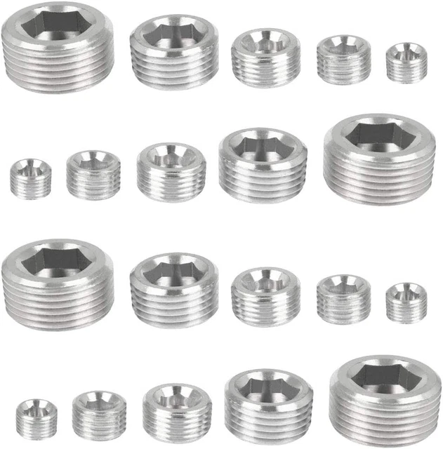 20Pcs Stainless Steel Pipe Plugs, Pipe Fitting 1/8" 1/4" 3/8" 1/2" 3/4" NPT.....