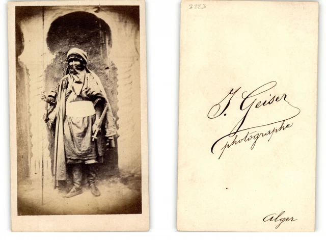 Tirage Albuminé Original – Algérie, Geiser, Vers 1865, CDV, 7x9,5 Cm