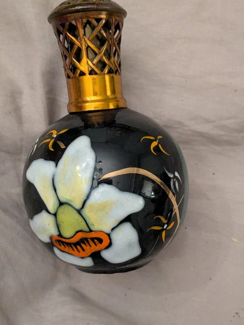 LAMPE BERGER ANCIENNE NOIRE émaillée et dorée PORCELAINE REVOL peinte LAMPE BERGER ANCIENNE NOIRE émaillée et dorée PORCELAINE REVOL peinte