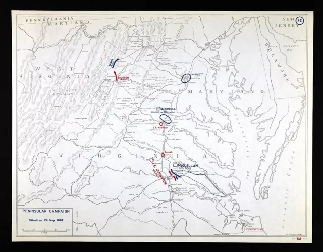 West Point Civil War Map Richmond Washington Virginia Peninsular Campaign May 24
