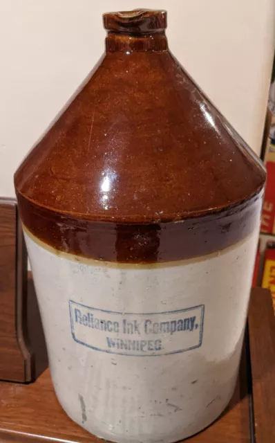 Reliance Ink Company Winnipeg Cone Brown Top 1 Gallon Red Wing Stoneware Minn