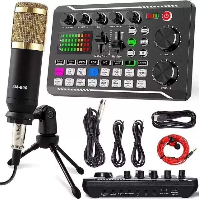 DJ Equipment Microphone Sound Card Console Studio Sound Card Kit Cable Phone