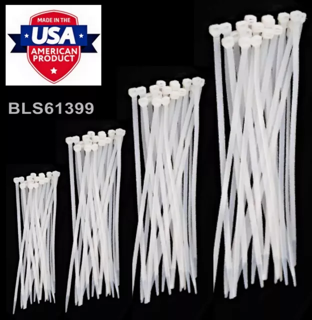 400 USA TOUGH TIES 4, 6, 8, 12 inch WHITE Wire Cable Zip Ties Nylon Tie Wraps