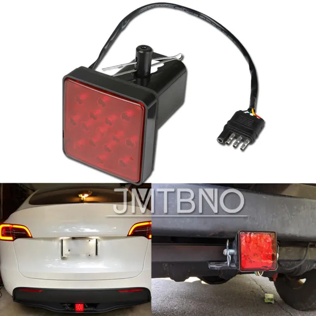 For Tesla Model Y 2"15 LED Trailer Tow Hitch Cover Light Tail Light Brake Lights