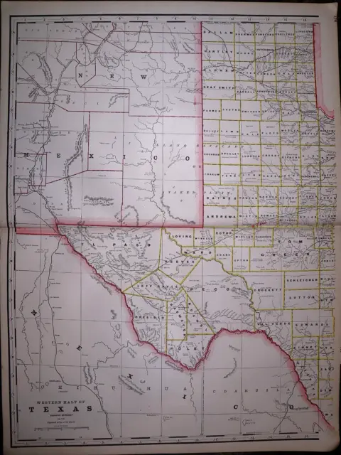 1889 Map ~ TEXAS in 2 MAPS, EAST & WEST~ (XL17x23ea.) ~ Free S&H-#022