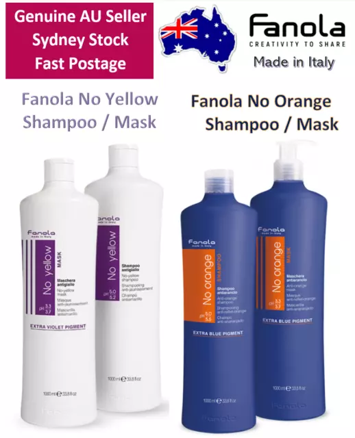 Fanola No Yellow or No Orange - Shampoo or Mask - 1L or 350ml Blonde Hair Toner