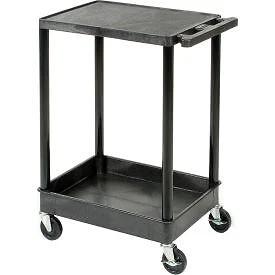 Luxor STC21 Flat Top Shelf 2 Shelf Plastic Utility Cart 24x18 300 Lbs. Luxor