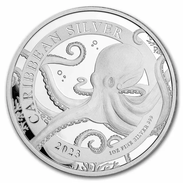 Caribbean Octopus 2023 Barbados 1 oz 999 Silber 1 Dollar  ST / BU