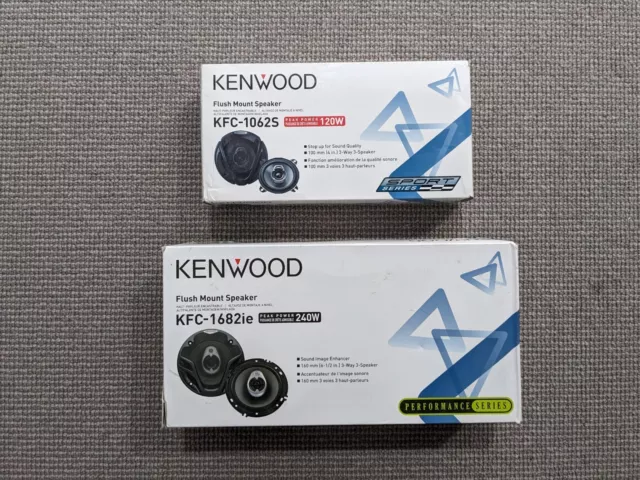 Kenwood Car Speaker Set Lot Of 2 KFC-1062s + KFC-1682ie Flush Mount 120W 240W