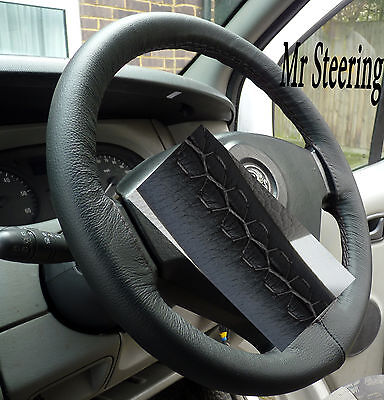 Fits Fiat Scudo 2007+ Real Italian Leather Steering Wheel Cover Grey Stitching