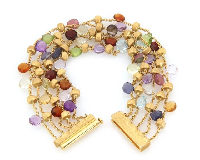 Marco Bicego Paradise Multicolor Gems 18k Yellow Gold 5 Chain Bead Bracelet Marco Bicego Paradise Multicolor Gems 18k Yellow Gold 5 Chain Bead Bracelet