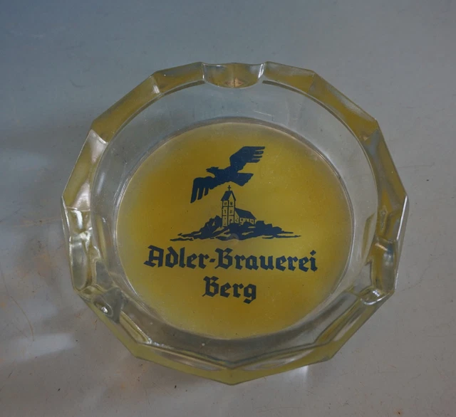 Adler Brauerei Berg Werbe Werbung Aschenbecher Ascher Glas wohl 50er  (F023-455