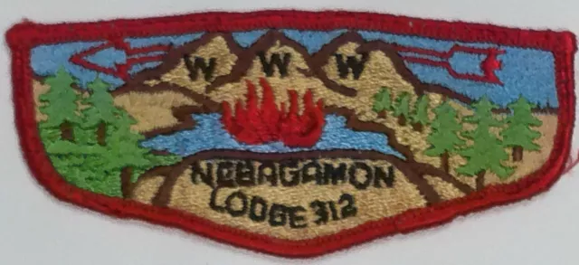 Early Oa Nebagamon Lodge 312 Bsa Las Vegas Council Fire Mountain Flap Rare!! 2