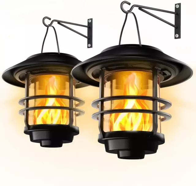 Solar Wall Lantern Outdoor, Flickering Flames Solar Sconce Lights Outdoor, Hangi