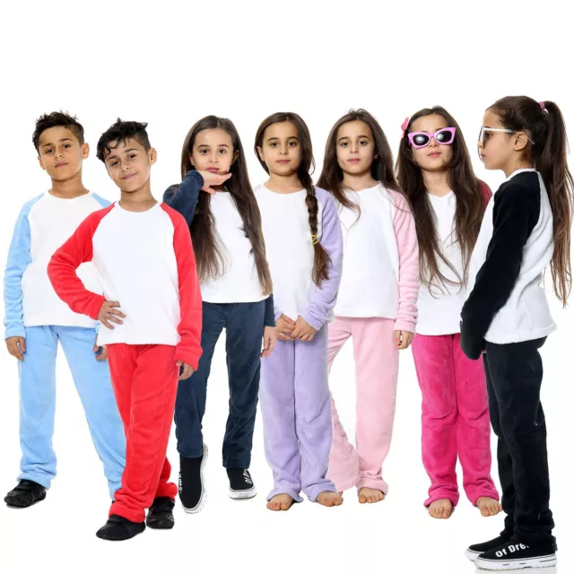 Enfants Filles Garçons Pyjamas Enfants PJS Mou Toison 2 Pièce Flanelle Set 2-13