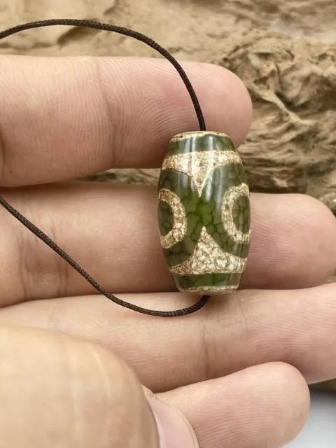 Unique Ancient Old Agate Tibetan Rare Eyes 👁Old Lucky Dzi Bead