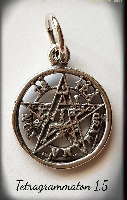 Minoplata Ciondolo Tetragramaton Piccolo In Argento Sterling 925, Diametro 10mm. Amuleto Protettivo Con Finitura Anticata, Ipoallergenico.