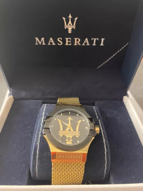 Montre Maserati logo Potenza acier-or