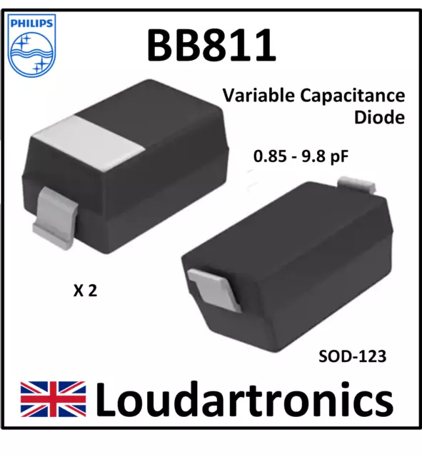 2 x BB811  0.85 - 9.8 pF Varicap Diode / Varactor SMD SOD-123 -  Fast UK Seller