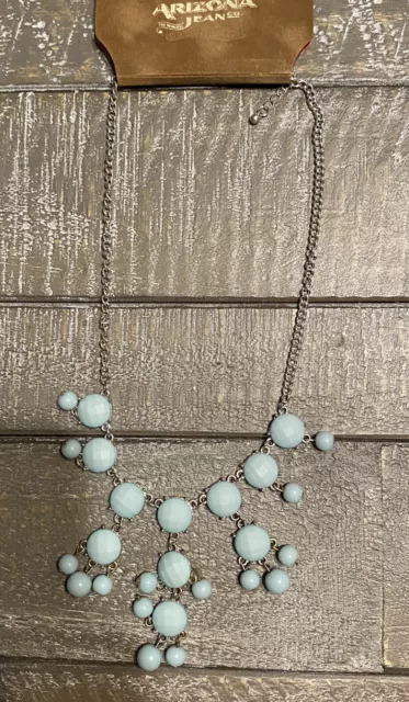 Arizona Jeans NWT Bubble Necklace Bib Ice Blue Green Single Strand 18"