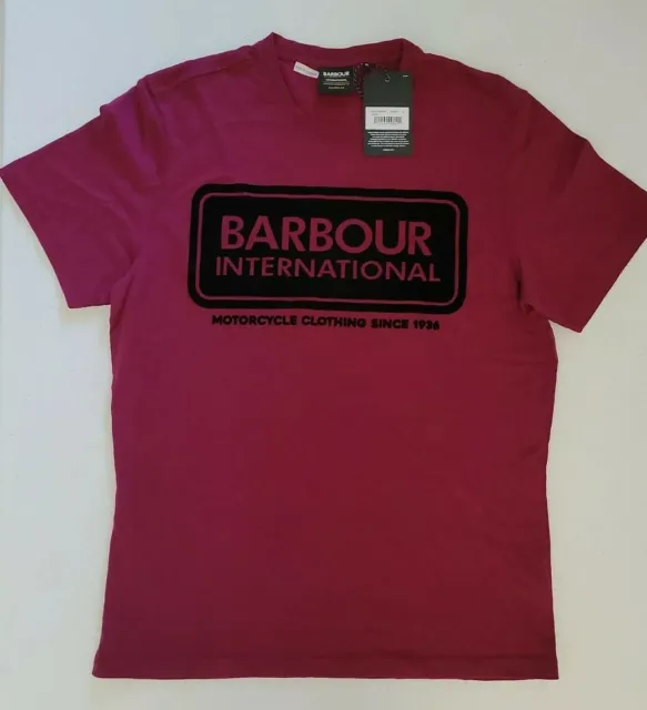 Barbour International Tailored Fit Crew Neck Logo T-Shirt Berry Size Medium