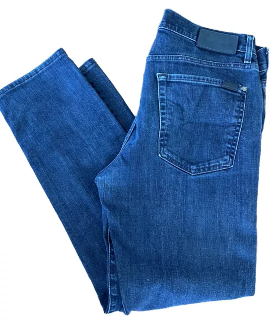 7 For All Mankind Jeans Mens 33 Blue Slimmy Straight Leg Luxe Performance Dark