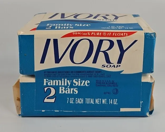 Vintage Lot Of 2 FAMILY SIZE Ivory Soap Bars 7oz ea.