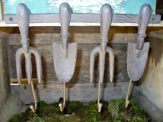 Cast Iron Metal Garden Tool Wall Coat Hat Robe Hook Rack Home Shed Cabin Decor