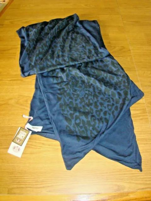 Juicy Couture Blue BLACK Leopard Print  Women's Soft Rayon Scarf Wrap NWT!