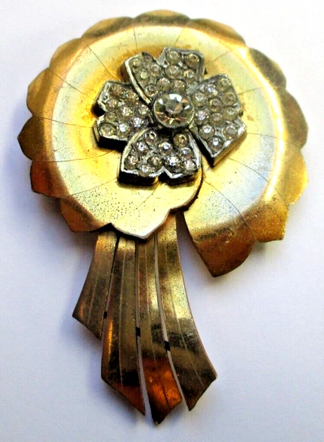 Broche Art Déco Vintage Or Finement Gravée - Femme - État Impeccable