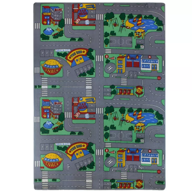 Kinderteppich Straßenteppich Stadt Spielteppich 133x190cm Lernteppich Spielmatte