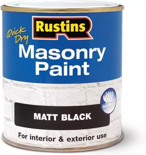 Rustins Masonry Paint Quick Dry Small Tins 250ml/500ml  Red, Black, Cream, White