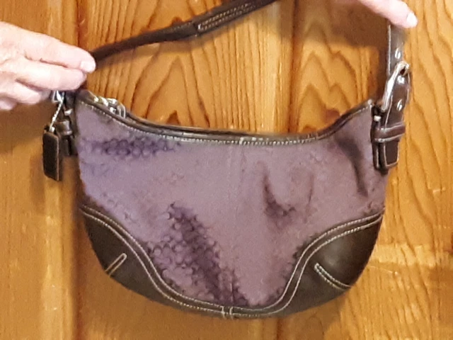 Authentic Coach D3J-6351 Mini Hobo Purse Hand Purple with dark brown 