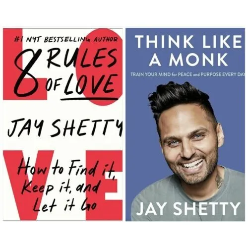 Jay Shetty, Top 2 Book Set,Think Like a Monk,8 Rules of Love USA Item,