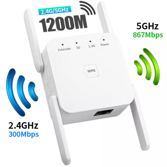 Répéteur WiFi sans fil 5G 1200Mbps, répéteur de Signal WiFi 2.4G 5.8G,  extension Wi-Fi double bande, amplificateur de réseau à 6 antennes, routeur