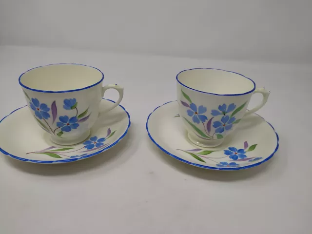 ART DECO ? PLANT TUSCAN CHINA CUP & SAUCER with BLUE FLOWER decoration (1)