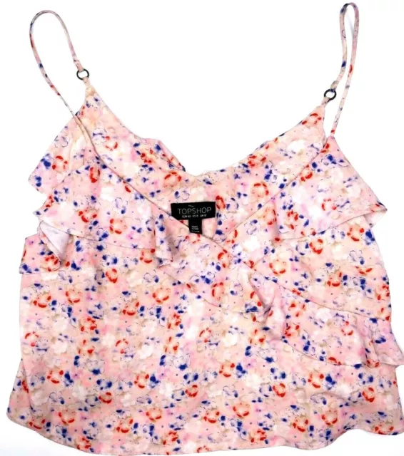 Topshop Tank Top Womens  8 Pink Floral Spaghetti Strap  Cami Camisole