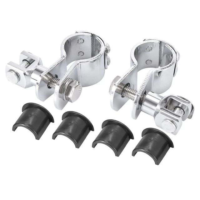 Paire De Pinces Repose-pieds Chromées Pour Protection Moteur 1-1/2" - Harley Dyna - Neuf