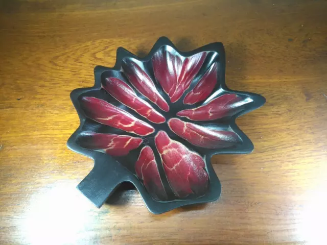 Wooden Bowl Maple Leaf Shape Tracery Mango Wood Dinnerware Serving Bowl So Cute