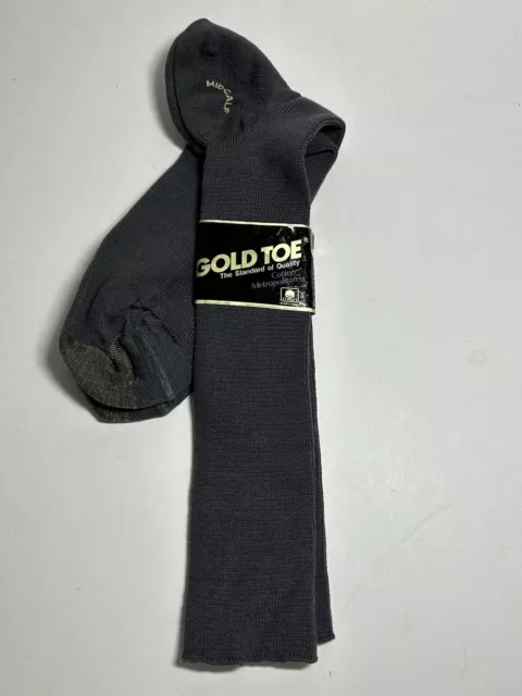 NOS VTG GOLD Toe Men's Metropolitan Charcoal Gray Cotton Blend Mid Calf ...